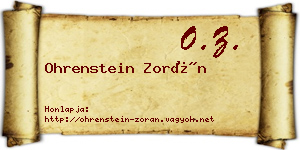 Ohrenstein Zorán névjegykártya